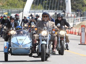 Over one hundred motorcyclists participate in the 11th Distinguished Gentleman's Ride along 9th Ave SE. Dressed and groomed, the runners hit the downtown streets to raise more than $23,000 for Movember, a global charity that supports men battling prostate cancer. Sunday May 22, 2022.