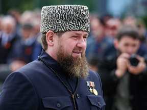 Head of the Chechen Republic Ramzan Kadyrov at a military parade in the Chechen capital Grozny, Russia May 9, 2022.