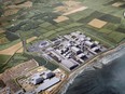 An undated handout image released by EDF Energy in London on July 28, 2016, shows a conmputer generated image (CGI) of the French energy producer's proposed two nuclear reactors, Hinkely Point C (HPC), at their Hinkley Point power plant in south-west England. The board of energy giant EDF is to vote Thursday on a project to build a nuclear power station in Britain which critics say could bankrupt the French utility. The so-called HPC project between EDF, which is 85 percent owned by the French state, and China General Nuclear Power Corporation carries a projected price tag of £18 billion ($24 billion, 21.7 billion euros), making it one of the world's most costly nuclear power plants.