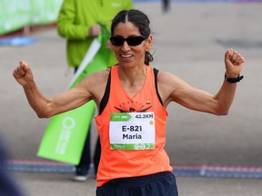 Calgary's Maria Zambrano was the first place female runner in the 2022 Servus Calgary Marathon with a time of 2:46:49 on Sunday, May 29, 2022. Gavin Young/Postmedia