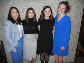 Left to right, Monica Cheng, Courtney Carston and Ashton Menuz of Blake, Cassels and Graydon, with CPO cellist Kathleen de Caen.