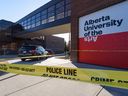 Police are investigating a stabbing incident at the SAIT/Jubilee CTrain station on Wednesday, April 27, 2022. 