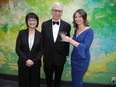 Three of the six CIWB honourees. From left: Eleanor Chiu, chief financial officer with The Trico Group/Trico Homes; Jim Dewald, dean and professor at Haskayne School of Business at the University of Calgary; and ENMAX Power president Jana Mosley. Photos, Bill Brooks