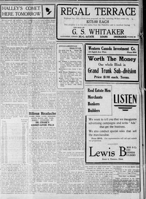 Calgary Herald; May 17, 1910.