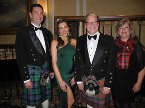 Black Diamond Group was one of the invaluable sponsors of the 72nd Grand Highland Military Ball.  Pictured left are Mark and Cristal Armstrong of Black Diamond with Trevor and Tory Haynes.