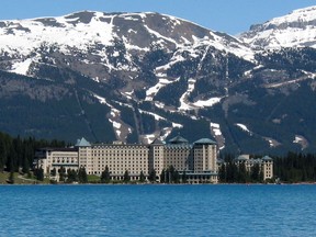 Chateau Lake Louise in 2004, with the ski hill in the background.  Calgary Herald archives.