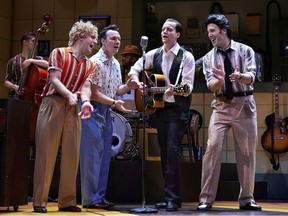 The cast of Million Dollar Quartet featuring Steven Greenfield, front left, Kale Penny, Devon Brayne and Michael Vanhevel. Back row is Eric Wigston and Steven Jackson Jr. Photo by Trudie Lee