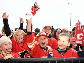 Flames fans celebrate at the Red Lot viewing party ahead of Game 6 between the Calgary Flames at Dallas Stars. Friday, May 13, 2022.
