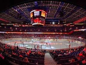 A view of the Saddledome before a match on September 26, 2021.