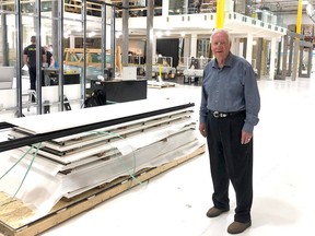 Mogens Smed is shown on the production floor of his Falkbuilt plant.