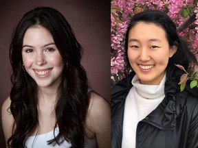 Maddison Tory, left, and Ye-Jean Park were two Calgary recipients of the 40th annual Terry Fox Humanitarian Award.