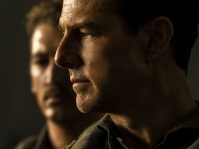 Tom Cruise plays Capt. Pete "Maverick" Mitchell and Miles Teller plays Lt. Bradley "Rooster" Bradshaw in Top Gun: Maverick from Paramount Pictures, Skydance and Jerry Bruckheimer Films.
