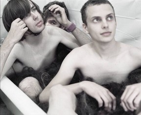 The unicorns were Alden Penner, right, Nicholas Thorburn, middle, and Jamie Thompson, back.