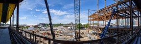 Pictured is a panoramic view of the site of BMO Centre expansion project which is ongoing on the Stampede grounds on Tuesday, June 21, 2022.