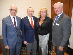 From left: Jim Dewald, Dean of the Haskayne School of Business, Dick Haskayne, Heather Culbert and her husband Mike Culbert.