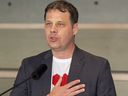 FILE PHOTO: AltaML co-founder and co-CEO Cory Janssen speaks at a news conference Tuesday, May 3, 2022, in Edmonton.   