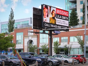 An electronic billboard at the corner of 11th Ave. and Olympic Way in Calgary showing Lila Smith, a 13-year-old girl from the Edmonton area who is still missing. Lila Smith was last seen on Friday, June 24, near 131 Avenue and 91 Street in Edmonton around 8:30 a.m.