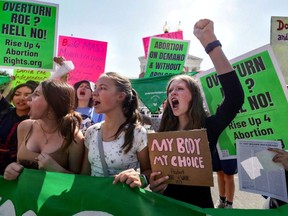 Supporters of reproductive rights demonstrate outside of the Supreme Court of the United States in Washington, U.S., June 13, 2022.