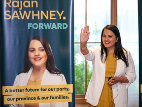 Rajan Sawhney, MLA  for Calgary-North East, announces her leadership bid for the United Conservative Party in Calgary on Monday, June 13, 2022.