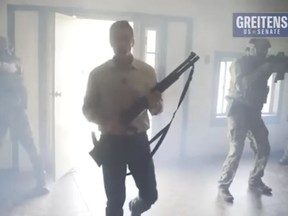 Eric Greitens, a Republican candidate for the U.S. Senate, hunts "RINOs" in a campaign ad that opponents have called "sick" and "dangerous."