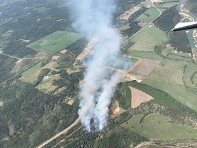 A photo of a wildfire approximately 16 kilometres north of Rocky Mountain House, Alta., on June 3, 2022.