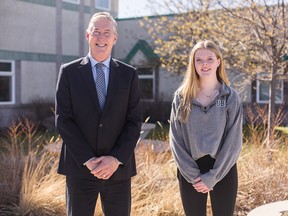 Calgary Academy president and CEO Dr. Greg Bass with current Grade 11 student Keltie Patterson.   SUPPLIED