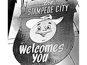 In 1955, Alberta was celebrating a golden anniversary — 50 years of being a province. To mark the occasion, these decorative signs were hung along Calgary streets. Calgary Herald archive photo.