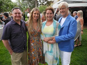 Pictured, from left, at Rouge Garden Party are Safe Haven Foundation director and president of SBSW Wine Imports Cam MacCorquodale; Safe Haven director Carmen Brouwer and Safe Haven co-founders Karen and John Sherbut. The event netted $80,000 to be shared equally between the foundation and Simon House Recovery Centre. Photos, Bill Brooks
