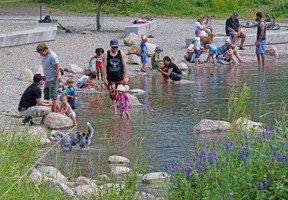 Calgarians enjoy cooling off in the lagoon on St. Patrick's Island.  Gavin Young/Post Media