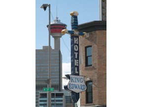The sword on the side of the King Edward Hotel in Calgary, now part of the National Music Centre.  Fish Griwkowsky photo, Postmedia.