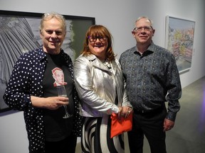 From left: artist Chris Cran, LOOK 2022 committee member Alexandra Burroughs and art collector Dell Pohlman.