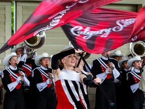 The Calgary Stampede Showband performs during a media event Wednesday to announce details for next week’s Stampede parade.