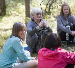 Ronna Schneberger leads a forest bathing circle, Courtesy, Jean McAllister