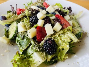 An image of the Eagle Eye Salad at Eagle Eye Restaurant in Golden, BC, Canada.