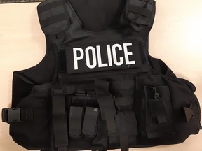 Sample of vest stolen from an unmarked police car in downtown Calgary.
