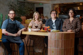 Sorella Trattoria chef Jackson Miller, left, manager Kristen Woloshyn, owner Dominic Caracciolo, and general manager Nicole Simpson. Azin Ghaffari/Postmedia