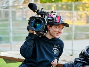 Calgary filmmaker J Stevens on the set of Slo Pitch. Courtesy, Danielle Blancher.