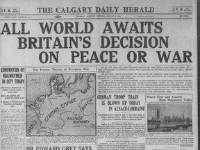 Calgary Herald 1914 front page