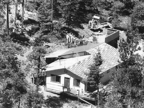 Aerial view of the remote Sierra Nevada fenced compound where Charles Ng and Leonard Lake imprisoned and killed their victims.