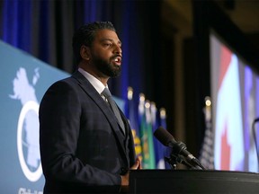 Victor Thomas, President and CEO Canada India Business Council, speaks at the PNWER 2022 Summit in Calgary on Tuesday, July 26, 2022.
