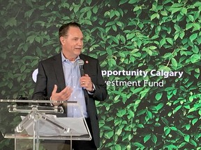 Brad Parry, CEO and president of Calgary Economic Development and CEO of OCIF, announces a $500,000 grant for Avatar Innovation on Thursday.