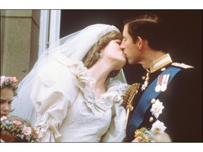 On this day in history in 1981: Charles, Prince of Wales, kisses his bride, Lady Diana, on the balcony of Buckingham Palace when they appeared before a huge crowd, after their wedding in St Paul's Cathedral. - London, July 29, 1981. In front of a jubilant crowd and 750 million television viewers, Prince Charles, eldest son of Elizabeth II, married Diana Spencer. Pool photos/ AFP via Getty Images
