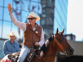 2022 Calgary Stampede Parade marshal Kevin Costner rides in the parade on Friday, July 8, 2022.