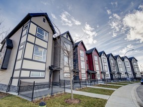 Townhome sales in Calgary picked up in June, says CREB.
Pictured here, the Rosewood by StreetSide Developments.