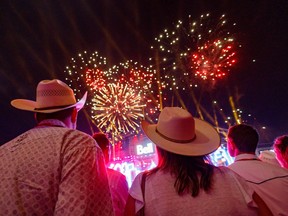 Fireworks blast off at the finale of Amplified: The Bell Grandstand Show at the Calgary Stampede on Friday July 8, 2022. Mike Drew/Postmedia