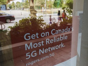 A Rogers wireless store in Toronto amid a country wide outage of the telecommunication company's services, Friday, July 8, 2022.