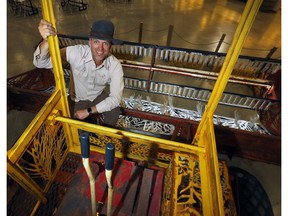 Artist Michael Perks' new centerpiece, the Fragility of Farming exhibition at the Western Oasis at the BMO Centre.  Darren Makowichuk/Postmedia