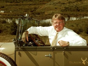 Rob Peters sitting in his Model A Ford with the view from one of the acreage lots in West Calgary that he and his partners developed in the late 1990s.