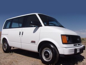 The suspect vehicle is thought to be a white mid-to-early 1990s Chevrolet Astro, similar to the one in this sample photo, or a GMC Safari van.