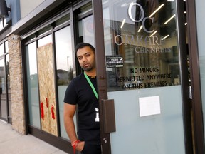 Shawn Bali, owner of Omkara Cannabis  in Calgary, which was robbed Thursday night when thieves broke into the Royal Oak store.